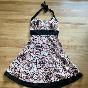 Rose pattern halter dress